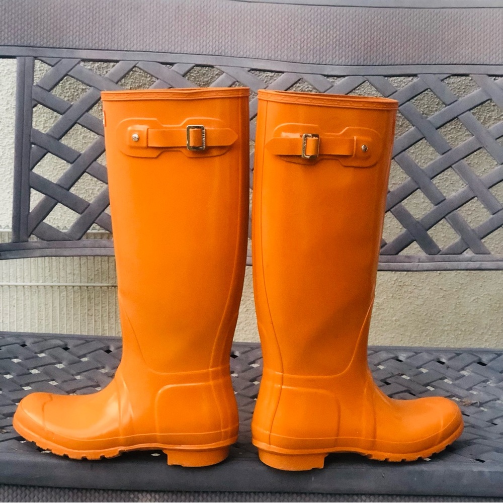 Hunter Orange Rain Tall Boots - Picture 2 of 8